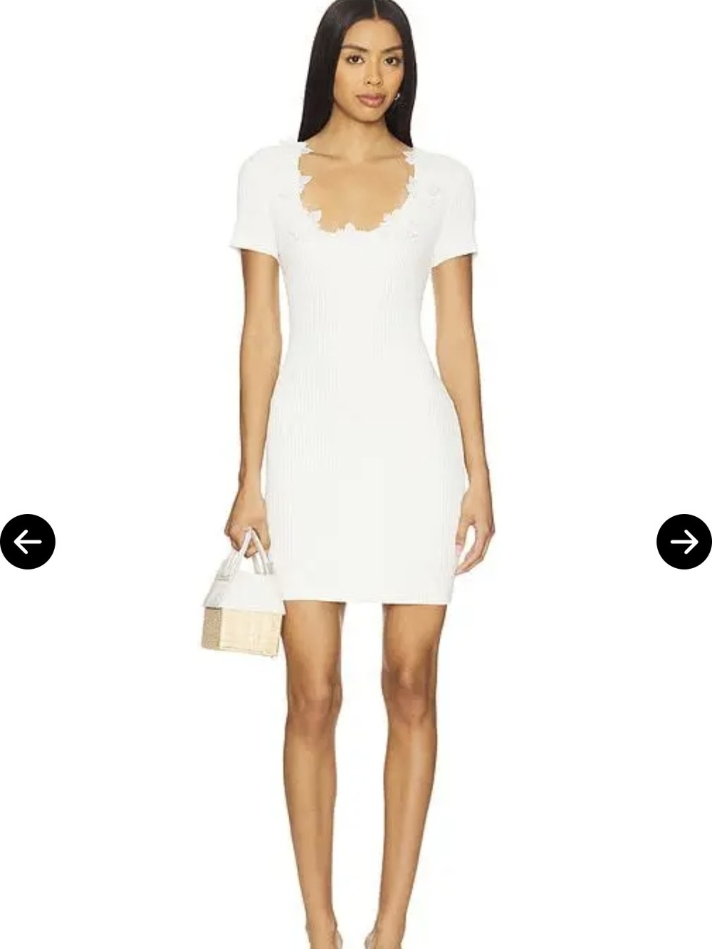 Generation Love White Ribbed Scallop Neck Mini Dress